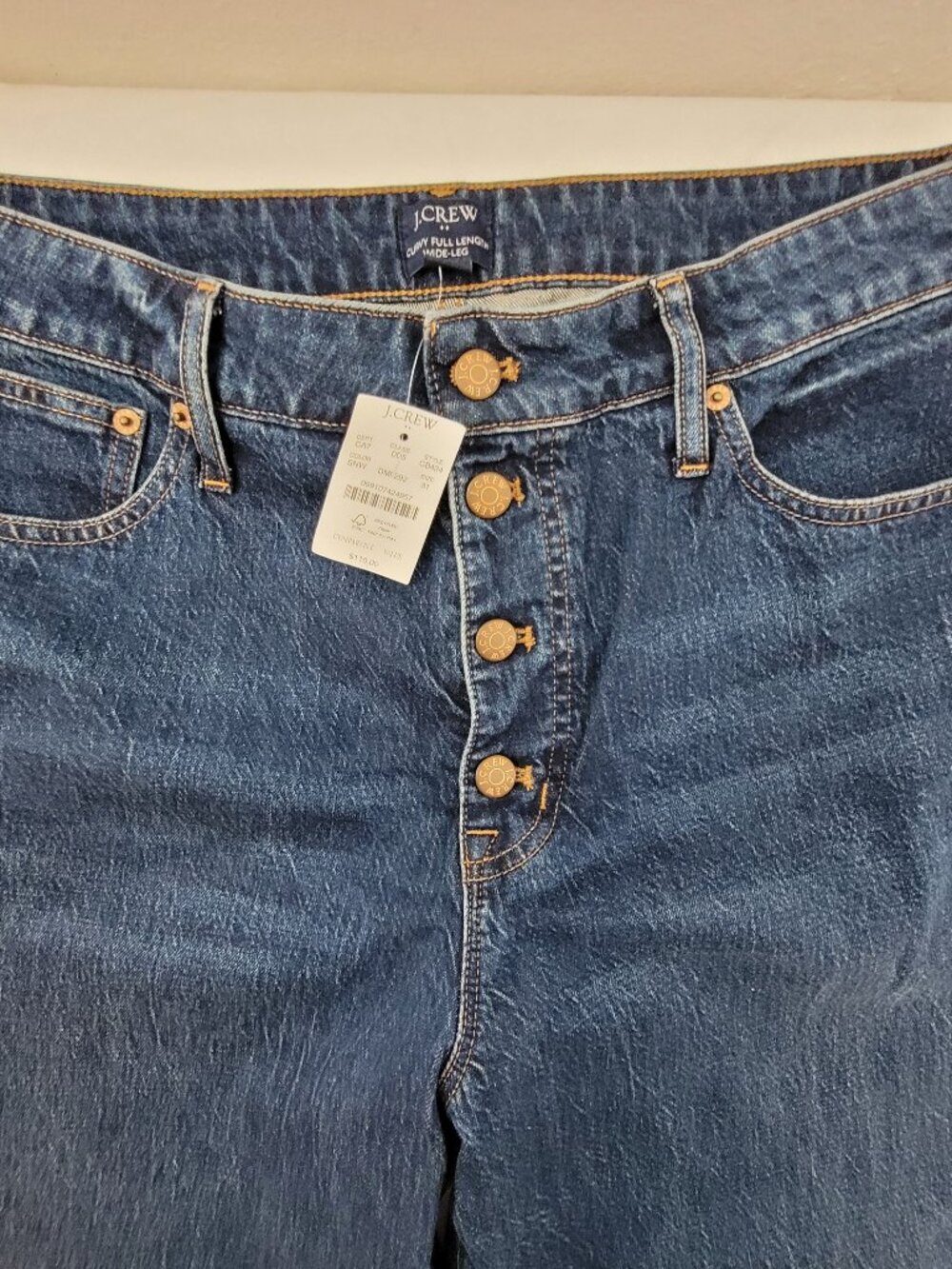 J. Crew Jeans Women's 31 Blue Curvy Full Length Wide Leg Button-Fly New 2024